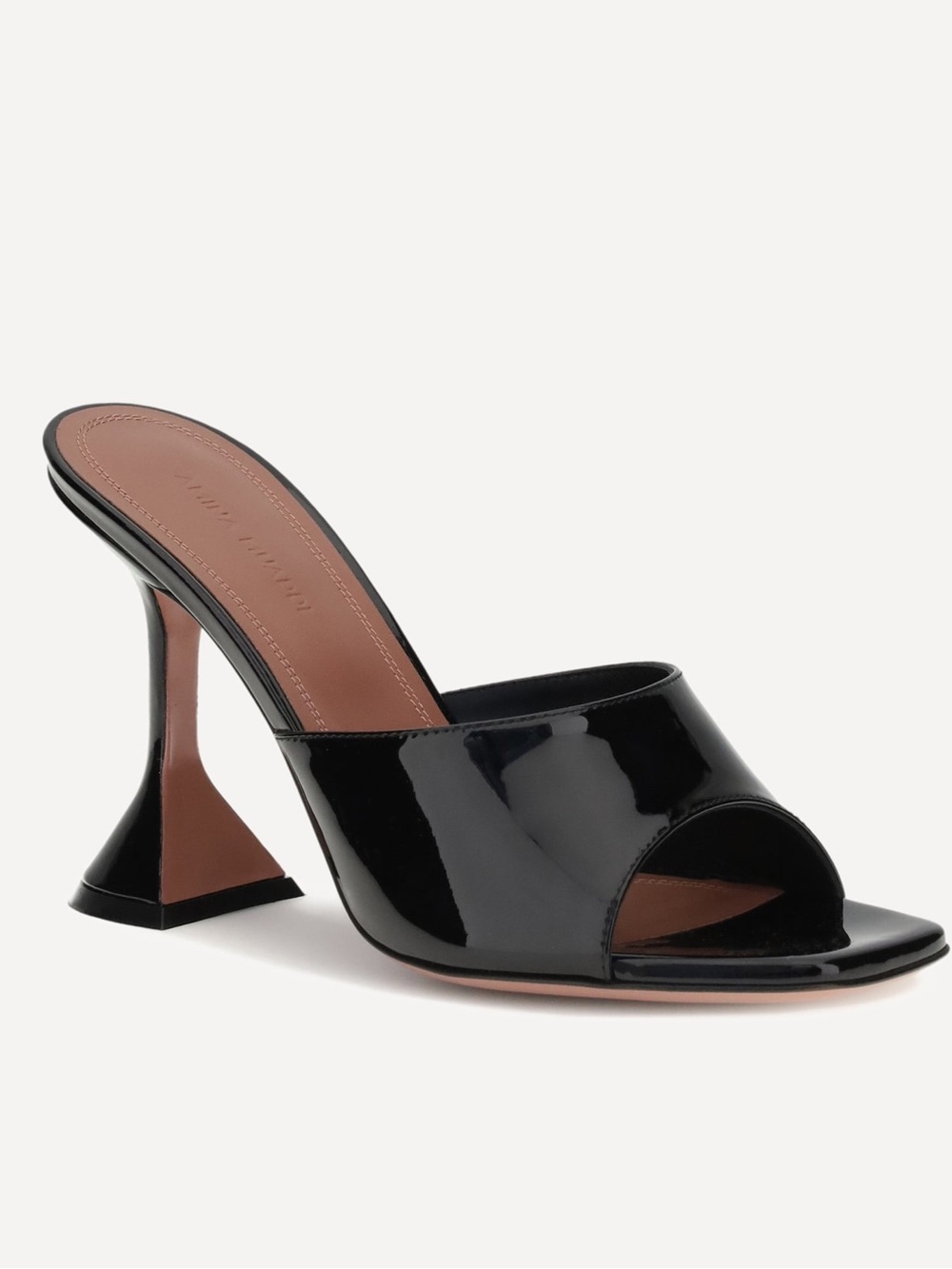 Amina Muaddi Lupita Black Patent Mules 38